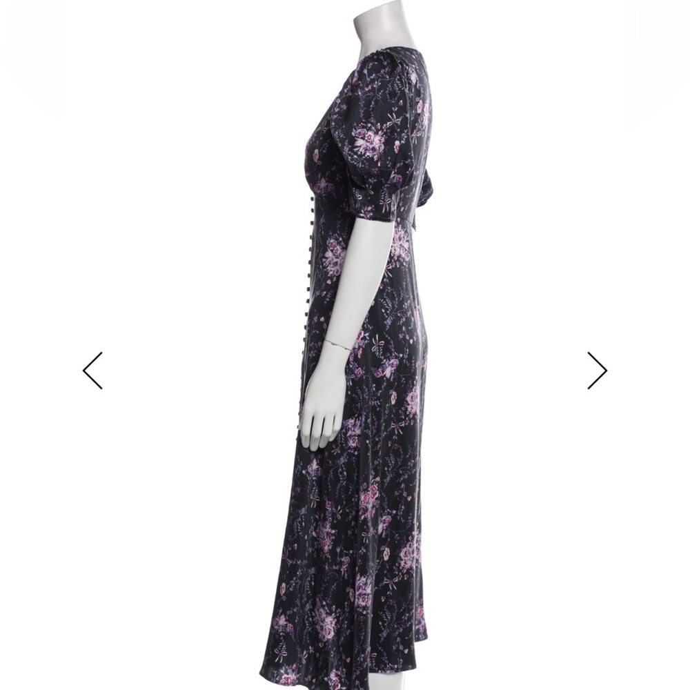 Loveshackfancy Delaney Silk Button Front Dark Rom… - image 4